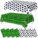 Mixweer 8 Pcs Soccer Party Decorations 54 x 108 Inch Disposable Plastic Touchdown Table Cover for Soccer Birthday Party Decorati
