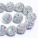 Dowarm 16MM Crystal AB Rhinestone Beads for Crafting, Round Polymer Clay Crystal Beads for Jewelry Making Bracelet Necklace Earr