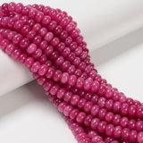 Land Long 70 Pcs 5x8mm Fushia Color Dyed Jade Stone Bead Smooth Rondelle Gemstone Beads for Jewelry Making Necklace Crafts Brace
