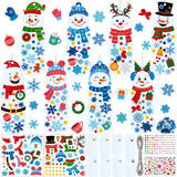 Frienda 48 Set Christmas Snowman Craft Kit DIY Christmas Snowman Bookmarks Ornaments Art Sets Winter Xmas Foam Stickers and Craf