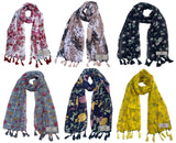 Fusfus WomenS Printed Chiffon Scarves And Stoles, Free Size(Multicolour, Fs1395) Pack Of 6 (Multicolor2)