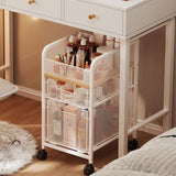 Hongtamoya Rolling Makeup Cart Organizer with 2 Drawers, Narrow Floor Skincare Organizers, Vanity Organizer Cosmetics Display Ca