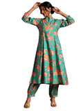 Libas Women's Blue Printed Silk Blend Co-Ords Regular 35729