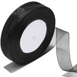 Bsikon 3/4 Inch Sheer Organza Ribbon 50 Yards Black Chiffon Ribbon for Gift Wrapping,Bouquets,Wedding,DIY Craft