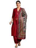 Libas Women'S Silk Blend Kurta Set (39063_Maroon