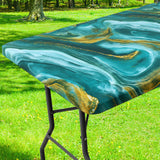 Smiry Rectangle Picnic Tablecloth, Waterproof Elastic Fitted Table Covers for 4 Foot Tables, Wipeable Flannel Backed Vinyl Table