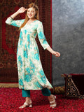 Gosriki Women'S Cotton Blend Straight Printed Kurta With Pant (Fulan See Green-Gs_Xxl_See Green_Xx-Large),See Green,2,B0D73WGSWK