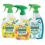 Mean Green Ultra Powered Refillable Cleaner Concentrate Variety 3 Pack MultiPurpose Citrus & Green Tea, Bathroom Tropical Bre