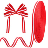 WILLBOND 50 Yard Red and White Striped Ribbon 3/8 Inch Christmas Candy Cane Grosgrain Ribbons Double Sided for Wedding DIY Craft