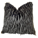 Plutus Brands Plutus Wolf Fur Handmade Throw Pillow, 12 X 25, Black White