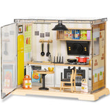 DIY Miniature House Kit, Tiny House with Home Decor Furniture & LED, DIY Dollhouse Miniature Kit for Adults Teens, Dollhouse for