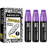 SRUOLOC 3 Jumbo Permanent Markers Purple, 15mm Thick Wide Tip, Large Acrylic Paint Markers for Rock Painting, Poster, Graffiti,