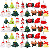 Libima 60 Pcs Christmas Mini Stuffed Animals Christmas Plush Keychain Santa Claus Tree Santa Hat Elk Bells Snowmen Hanging Plush