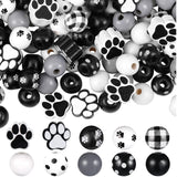 Spiareal 215 Pcs Paw Wooden Beads Dog Paw Footprint Wood Beads for Pet Charm Pendant Jewelry Making DIY Craft Party Home Decorat