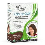 Light Mountain Henna Hair Color & Conditioner, Color the Gray - Medium Brown Hair Dye for Men/Women, Chemical-Free Semi-Permanen