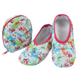 Snoozies Skinnies Packable and Foldable Travel Slippers for Women with Zipper Pouch, Soft Sherpa-Lined Slipper Socks Non-Skid|Ps