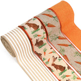 LaRibbons Easter Ribbon Wired 4 Rolls 2.5 Inch x 24 Yards TTL, Orange Carrot Bunny Easter Ribbon for Baskets, Striped Wide Easte