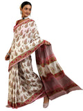 Libas Women'S Cotton Saree (16114_Off White)