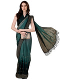 Pratham Blue Womens Sequins Silk Fancy Saree for women With Blouse Piece (PB-381_Green)