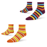 Dynamocks MenS And WomenS Combed Cotton Stripes Ankle Length Socks (Pack Of 2) (Multicolour, Free Size)