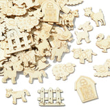 Stiesy 100 Pcs Thanksgiving Day Theme Unfinished Blank Wooden Slices Turkey Pumpkin Corn Mushroom Crops Shapes Crafts to Paint W
