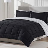 Nestl 7 Piece Full Comforter Set - Black Reversible Bed in a Bag - Complete Full Size Bedding Set with Sheets, Pillowcases and S
