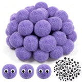 TOAOB 50pcs Large Pom Poms 2 Inch Purple Craft Pom Poms Fuzzy Pompoms Balls with Googly Wiggle Eyes for DIY Crafts Projects Home