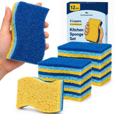 12 PCS Sponges Kitchen, Non Scratch Scrub Sponges for Washing Dishes, Blue