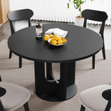weselon Farmhouse Round Fluted Dining Table for 4, 47 Inch Circle Kitchen Table with Wooden Pedestal Base, Dinner Tables for Hom