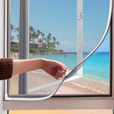 UtauHom Magnetic Window Screen, Adjustable DIY 50x59in Window Screen Replacement, White Frame Gray Fiberglass Mesh, No Drilling