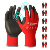 Schwer 12 Pairs Ultra-Comfort Safety Work Gloves MicroFoam Nitrile Coated, Seamless Knit Nylon Glove for Men and Women, Abrasion