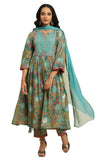 W for Woman Women's Cotton Kurta, Straight Pant & Dupatta (23AUWS19864-122303_Moss Brown