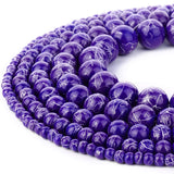 RUBYCA 300pcs Mixed Sizes Loose Glass Beads for Jewelry Making, Opaque Blue, Silver Paint Splatter