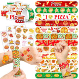 60 PCS Pizza Party Favors Set - 36 Temporary Tattoos Sticker & 24 Slap Bracelets for Kids, Perfect for Birthday Parties, Classro