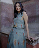Anni Designer Women'S Rayon Viscose Printed Skirt And Top Dress Set (Bijapur Green-Vks01_Xl_Green_X-Large),Green,XL,,,