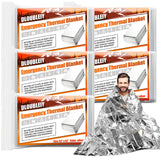 DLOUBLEIY Emergency Thermal Blanket 5-Pack - Reusable Mylar Space Blanket for Camping, Car Survival Kit, Waterproof Outdoor Gear