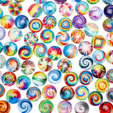 PH PandaHall 70pcs 25mm Glass Dome Cabochons, Colorful Half Round Flatback Cabochons Mosaic Tile Mixed Color Glass Cabochons for