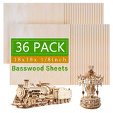 36 Pack Basswood Sheets Board 1/8 Inch Unfinished Wood,3mm Plywood for Laser Cutting,Boards for Crafts for DIY Plywood Sheets Un
