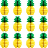 WILLBOND 12 Pack Pineapple Honeycomb Centerpieces Tissue Paper Pineapple 8 Inch Party Supplies Table Hanging Decoration Hawaiian