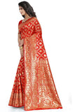 Sugathari Womens Banarasi Saree Pure Kanjivaram Silk Saree Soft New Ladies 2023 Design Wear Pattu Sarees Latest Cotton Party Sari Collections With Blouse Piece For Wedding Sadi (Sam San 9017-Red)