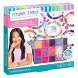 Make It Real Heishi Bead Kit - Vibrant Colors - Creative Beading Set for Kids Compatible with Bracelet Maker - Organize with Sto