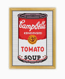 Campbell Tomato Soup CS494 - Counted Cross Stitch KIT#2. Set of Threads, Needles, AIDA Fabric, Needle Threader, Embroidery Clipp