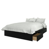 Nexera 2-Piece Bedset with Bed Frame and Headboard, Full|Walnut & Black