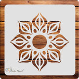 Kachi Pencil Floral Mandala Round Stencils for Art, Craft and Painting, Size 6 x 6 inch Reusable Stencil for Painting, Fabric, G