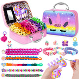 Bracelet Making Kit for Girls 6 7 8-12, Cloth Rubber Band Bracelet Kit with 1000+ Loom Bands, Unicorn Weaving Loom & Organizer C