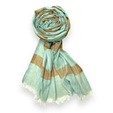Fahabo Premium Pleated Cotton Scarf For Women Lightweight Hijab Stole Wrap | Stripes, SelfPrint & Golden Thread Shine | Size