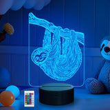 CoolGift Mart Sloth Night Light, 3D LED Optical Illusion Sloth Lamp with Remote Control and Timer, Christmas Birthday Gifts for