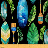 Surfboard Decorative Fabric by The Yard Palm Leaves Tropical Plants Indoor Outdoor Upholstery Fabric Oar Ocean Beach Theme Fabri
