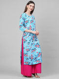 Anni Designer Women'S Crepe Straight Printed Kurta (Badri Blue_M-Blue_Mediuam),Black,M,Crepe,Straight,kurta