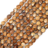 BEADIA Faceted Natural Brown Picture Jasper Stone Round Beads 10mm 36cm/Strand for Jewelry Making